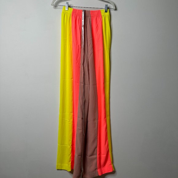 HOUSE OF CB Margot Yellow Color Block Wide Leg Trousers XS NEW - Picture 3 of 5